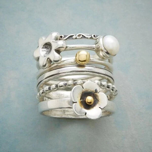 Flower Pearl Set Ring