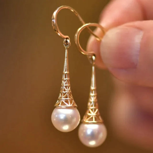 Elegant Golden Pearl Etnic Earrings