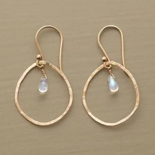 Vintage Gold & White Crystal Earrings