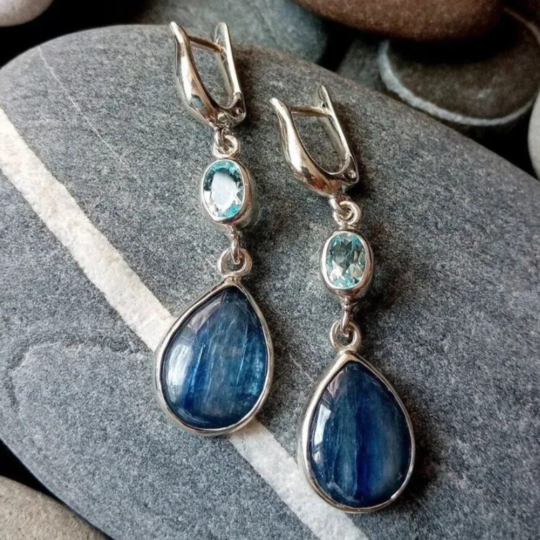 Vintage Blue Stone Drop Earrings