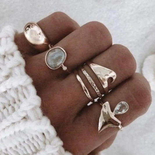 Vintage Ocean Silver Set Rings