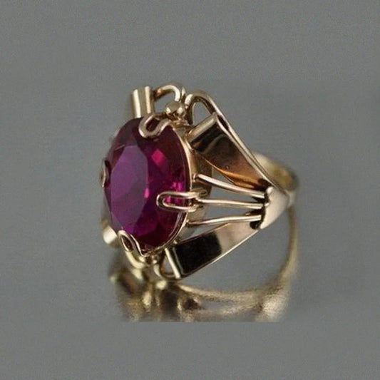 Vintage Golden Garnet Zirconia Ring