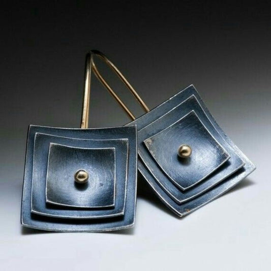 Vintage Blue Square Earrings