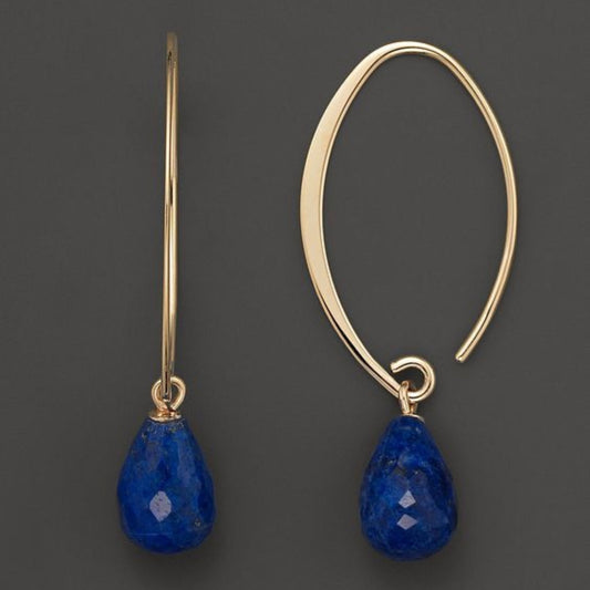 Vintage Blue Crystal Gold Earrings