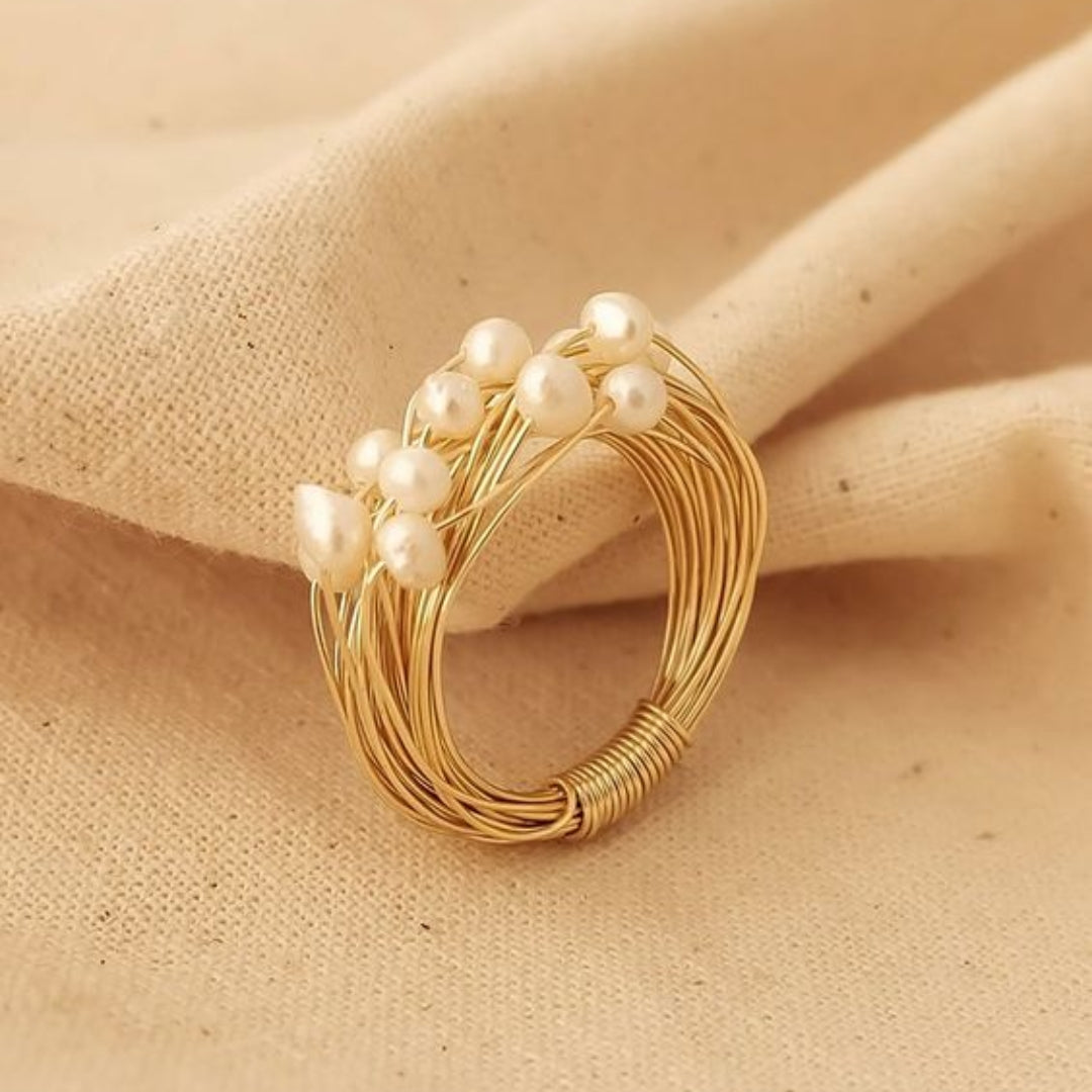 Vintage Golden Pearl Nest Ring