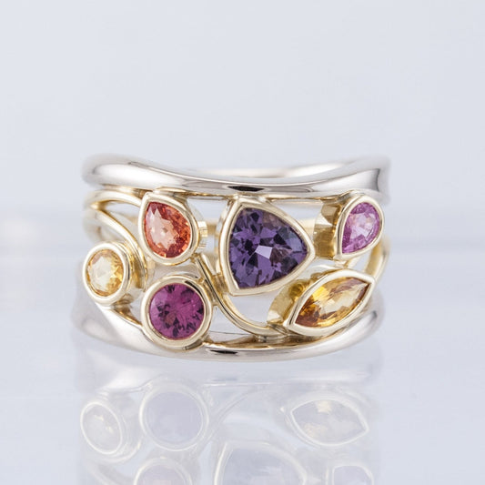 Vintage Gold & Silver Colorful Zirconia Ring