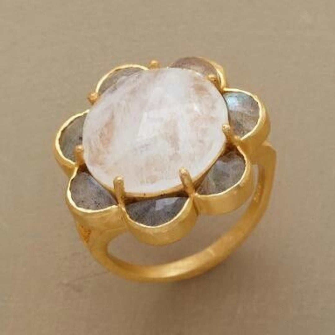 Vintage White Crystal Golden Ring