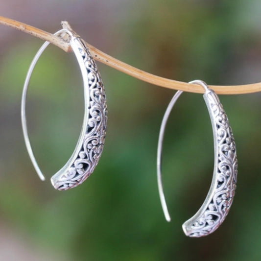 Vintage Silver Plated Ivy Earrings