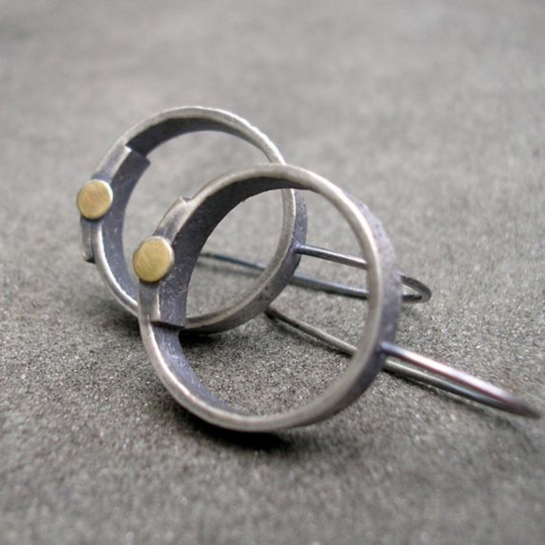 Vintage Silver Plated Circle Earrings