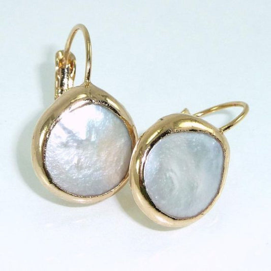 Vintage White Stone Golden Earrings