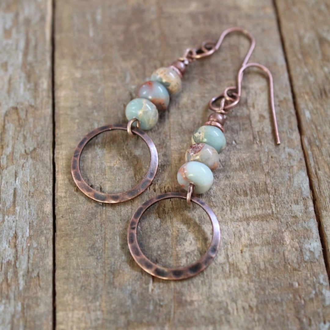 Vintage Bronze with Stones Earrings