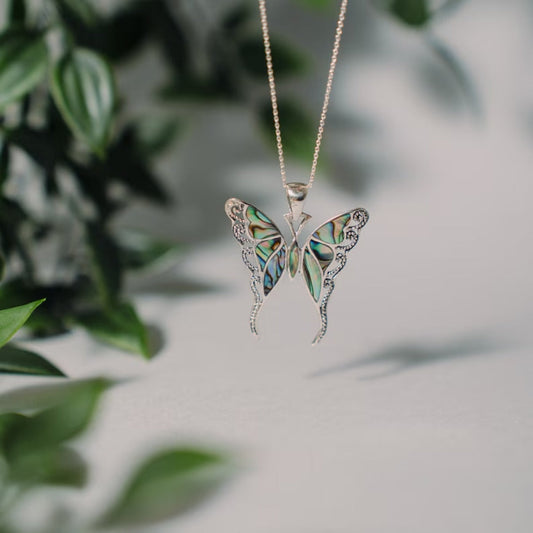 Vintage Silver Colorful Butterfly Necklace