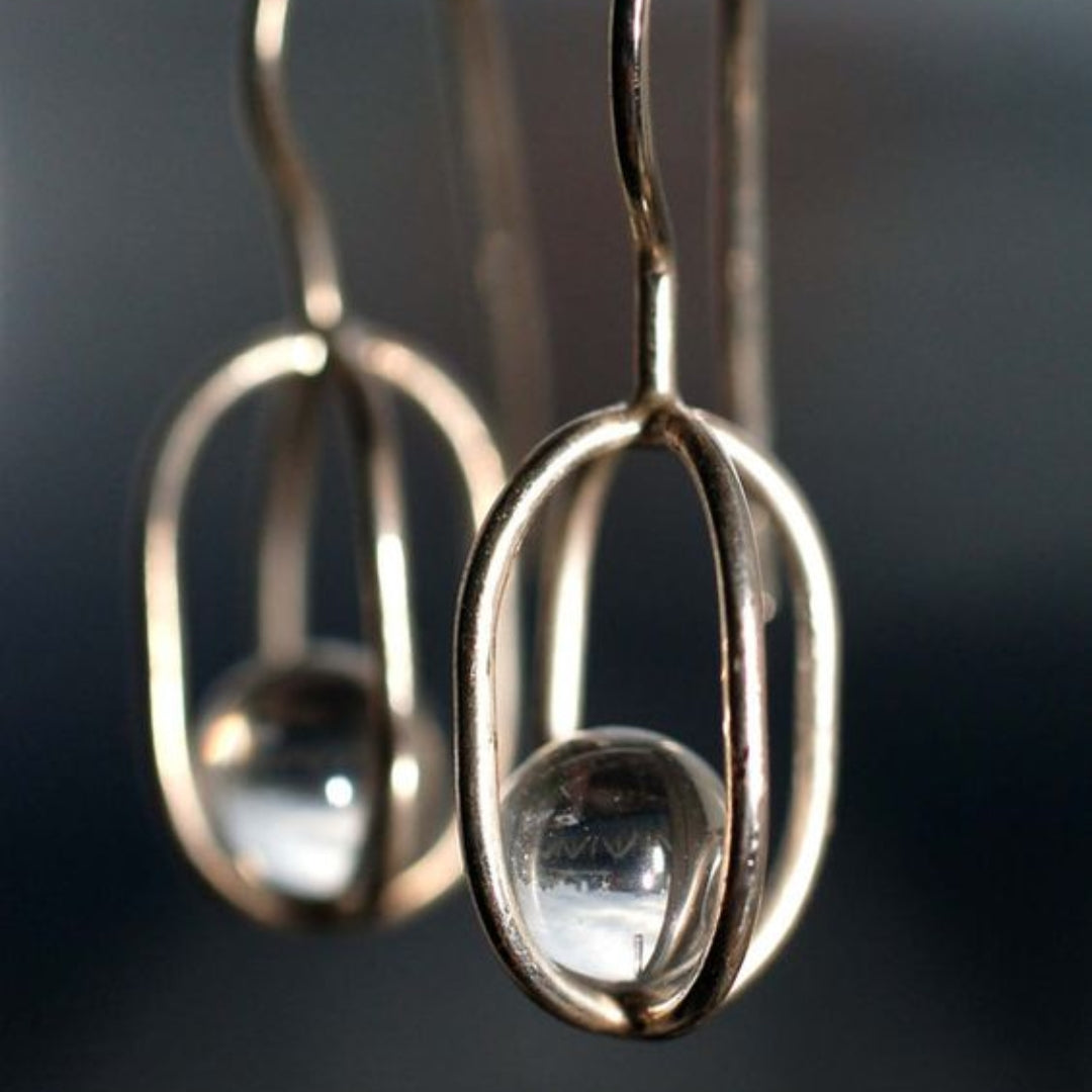 Vintage Silver Crystal Ball Earrings