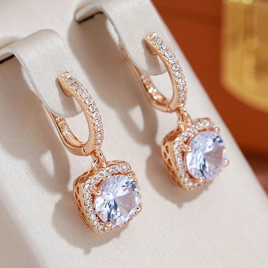 Elegant Glass Golden Earrings