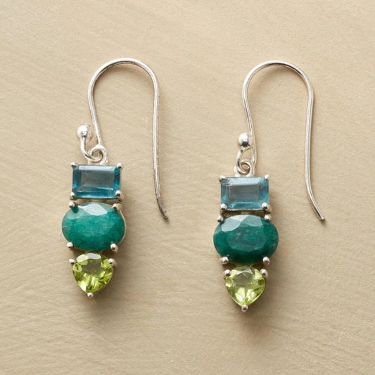 Vintage Nature Green Stones Earrings