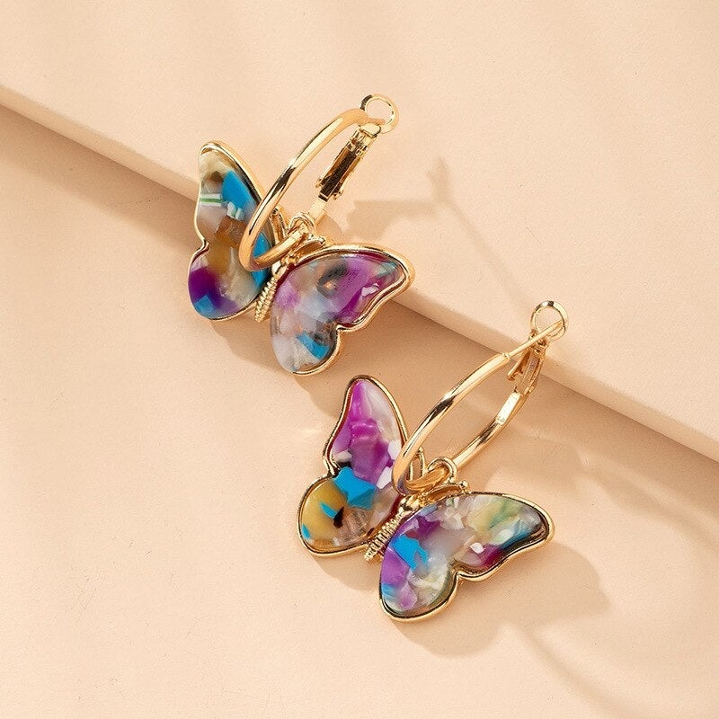 Hand Painted Enamel Crystal Butterfly Earrings