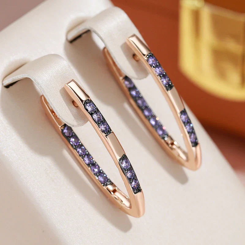 Elegant Purple Zirconia Earrings