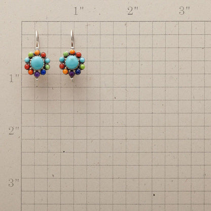 Multicoloured Turquoise Round Earrings