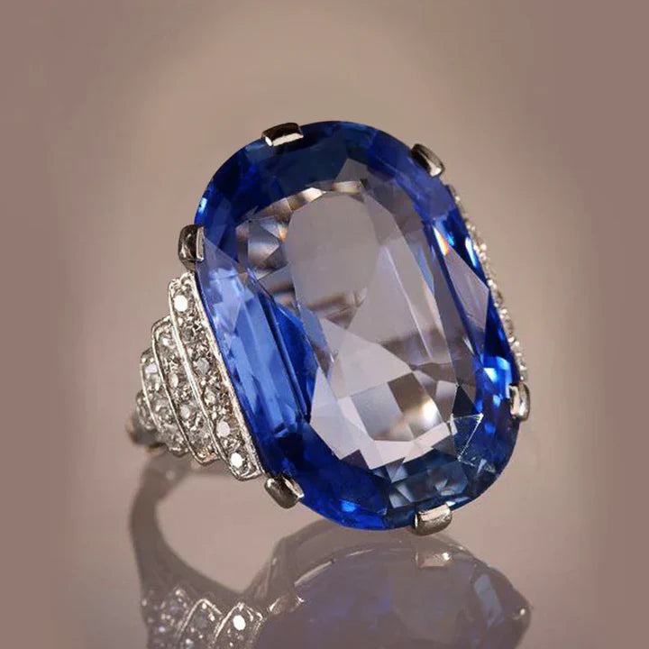 Vintage Blue Zirconia Silver Ring