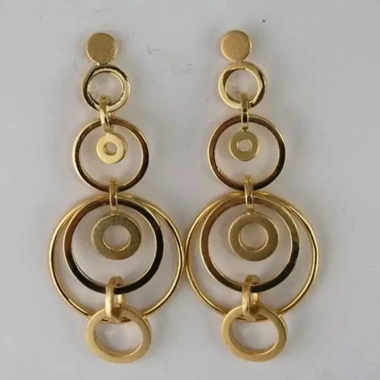 Vintage Golden Spiral Dangling Earrings