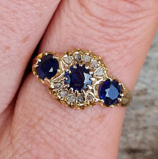 Vintage Blue Starlight Zirconia Ring