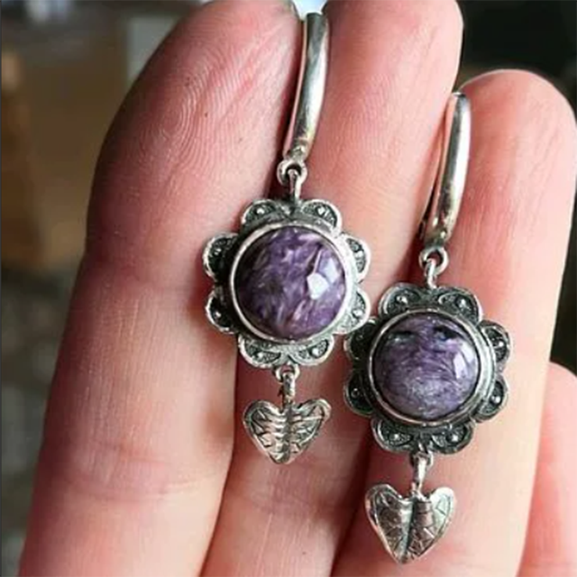 Vintage Earrings with Purple Stones