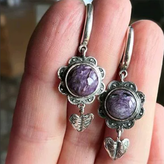 Vintage Earrings with Purple Stones