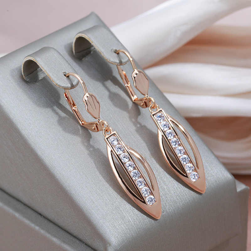 Elegant Pointed Zirconia Gold Earrings