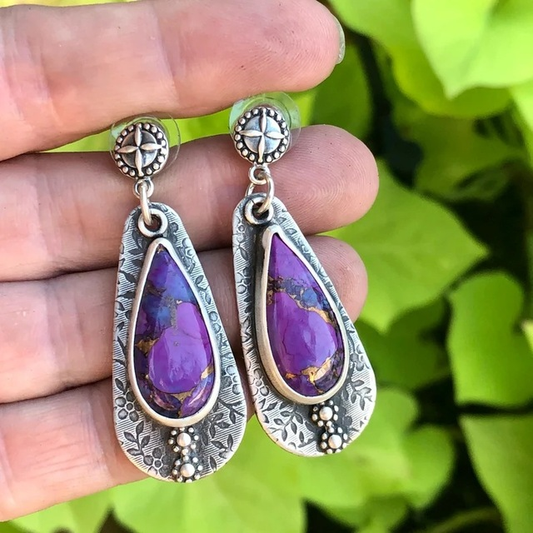 Vintage Purple Stone Earrings