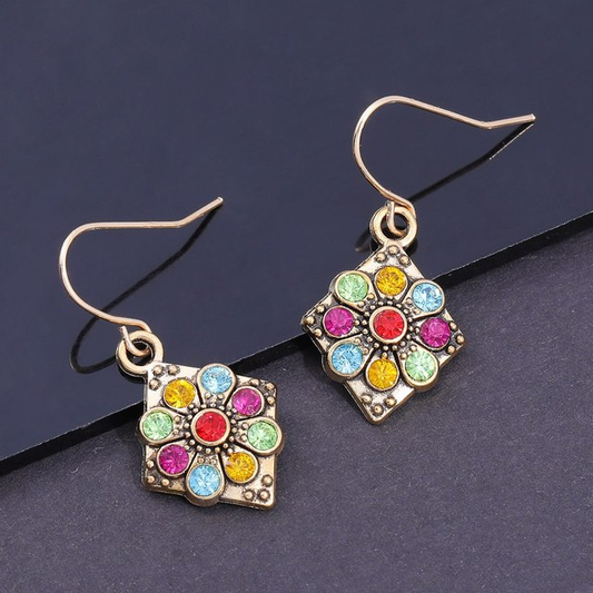 Vintage Colorful Crystals Earrings