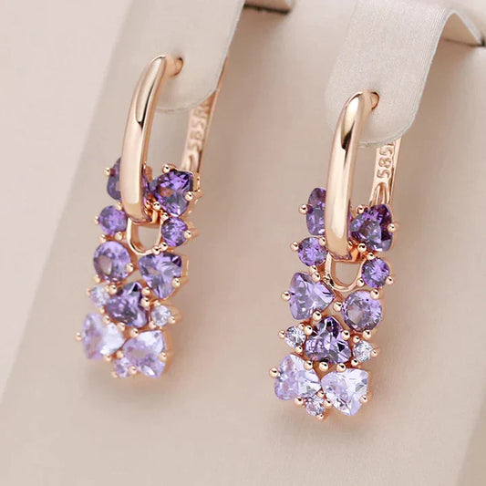 Elegant Purple Zirconia Earrings