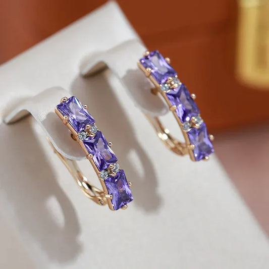 Elegant Purple Zirconia Earrings