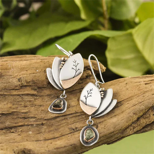 Vintage Silver Leaf Earrings