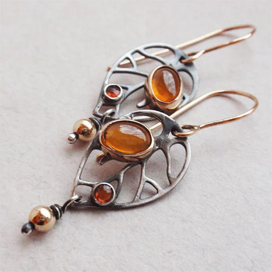 Vintage Orange Crystal Earrings