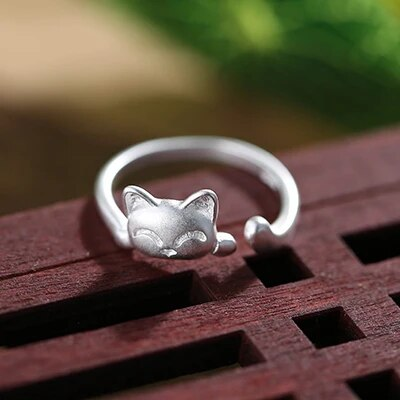 Vintage Silver Kitty Ring