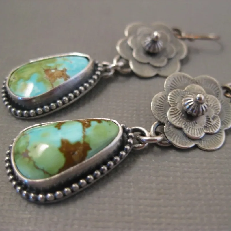 Vintage Old Turquoise Stone Earrings