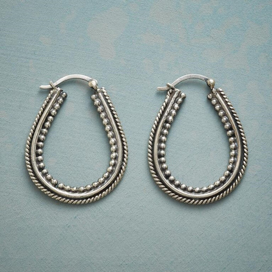 Vintage Silver Inlaid Pearls Earrings