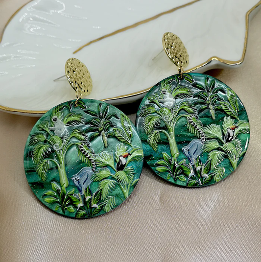 Vintage Rounded Green Earrings