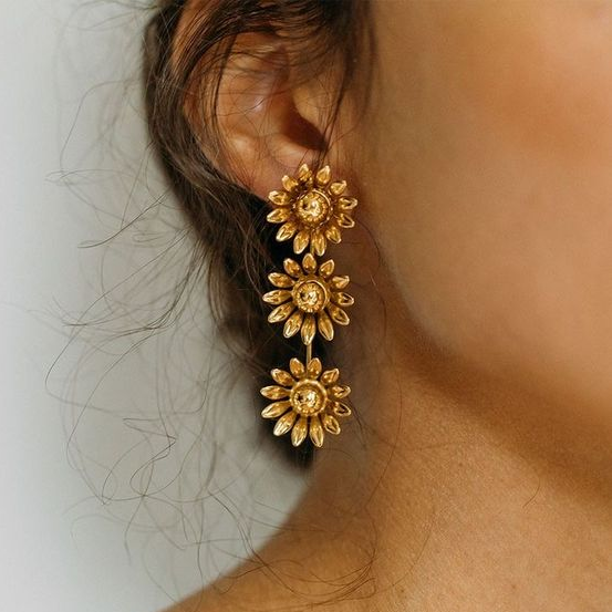 Vintage Sunflower Dangling Earrings