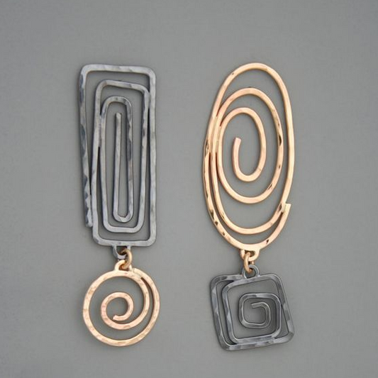 Boho Gold & Silver Spiral Earrings