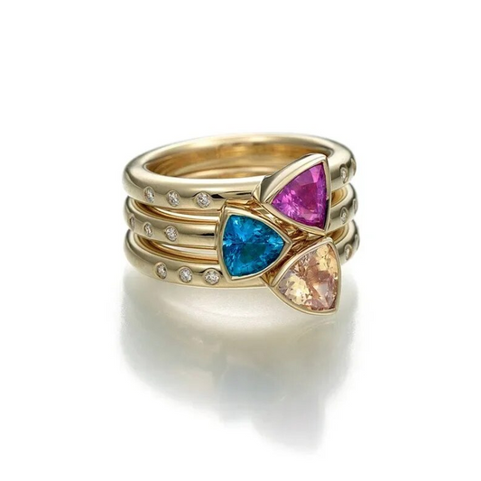 Vintage Colorful Crystals Zirconia Gold Ring