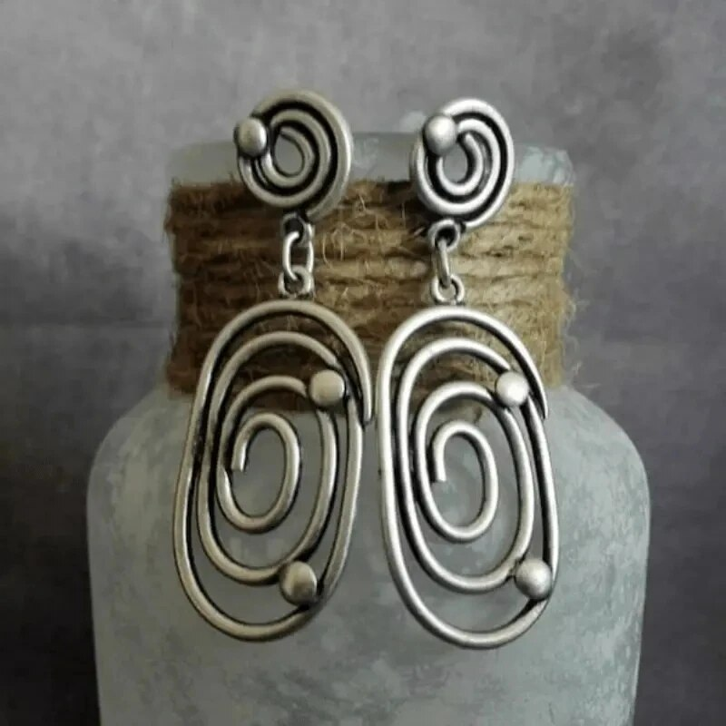 Vintage Spiral Lane Silver Earrings