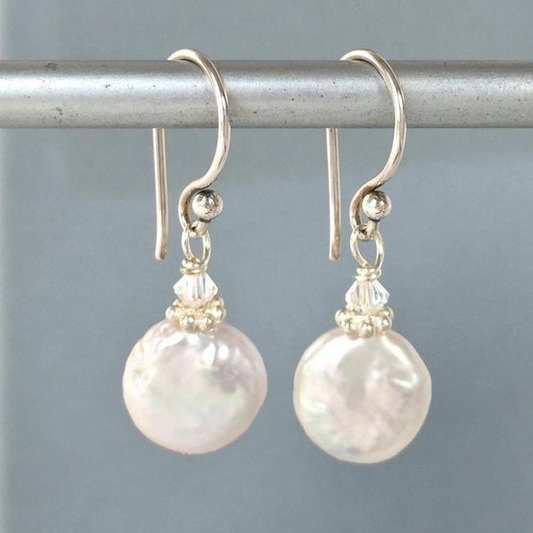 Elegant White Baroque Pearl Earrings