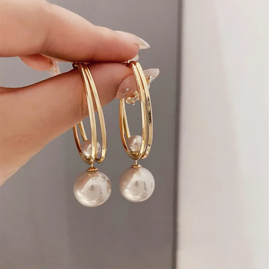 Elegant Baroque Gold Pearl Earrings