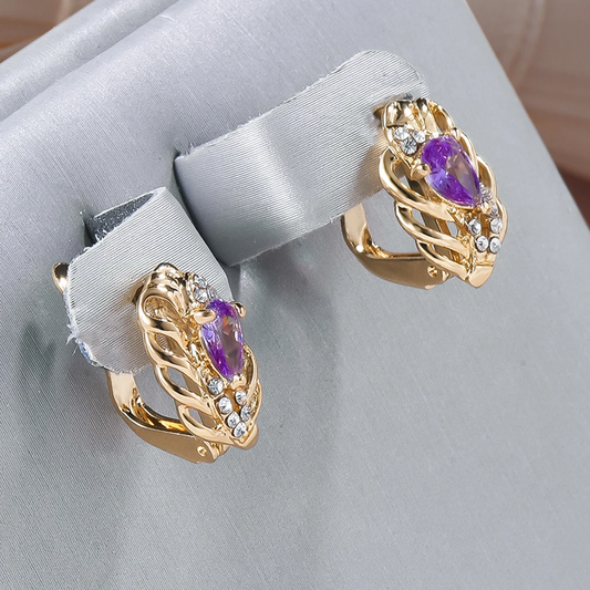 Elegant Purple Crystal Earrings