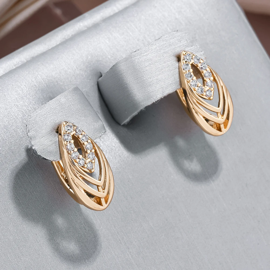 Elegant Inlaid Crystal Hollow Earrings