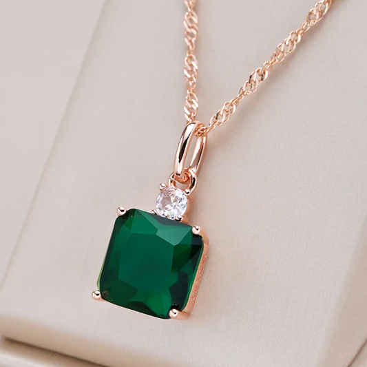 Elegant Green Cubic Crystal Necklace