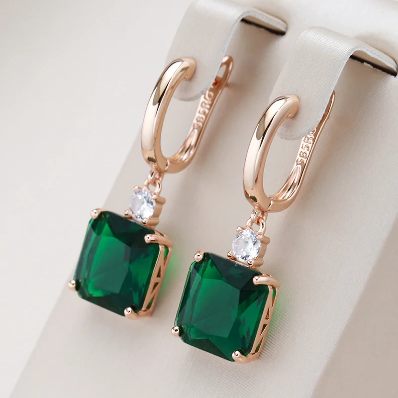 Elegant Green Cubic Crystal Earrings