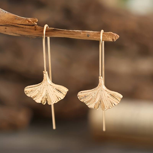 Vintage Golden Petal Dangling Earrings