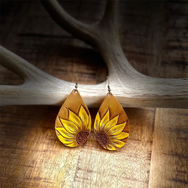 Vintage Realistic Sunflower Earrings